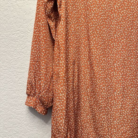 Everly Dress Womens Small Cottagecore Boho Lined 3/4 Sleeve Shift Knee Length - Picture 6 of 12